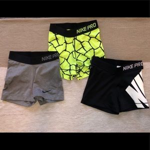 3 Pairs Of Women’s Nike Spandex Shorts